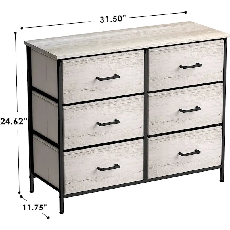 Greige 6-Drawer Fabric Dresser for Bedroom & Closet