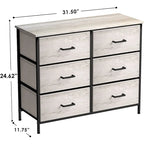 Greige 6-Drawer Fabric Dresser for Bedroom & Closet