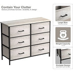 Greige 6-Drawer Fabric Dresser for Bedroom & Closet