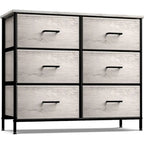 Greige 6-Drawer Fabric Dresser for Bedroom & Closet