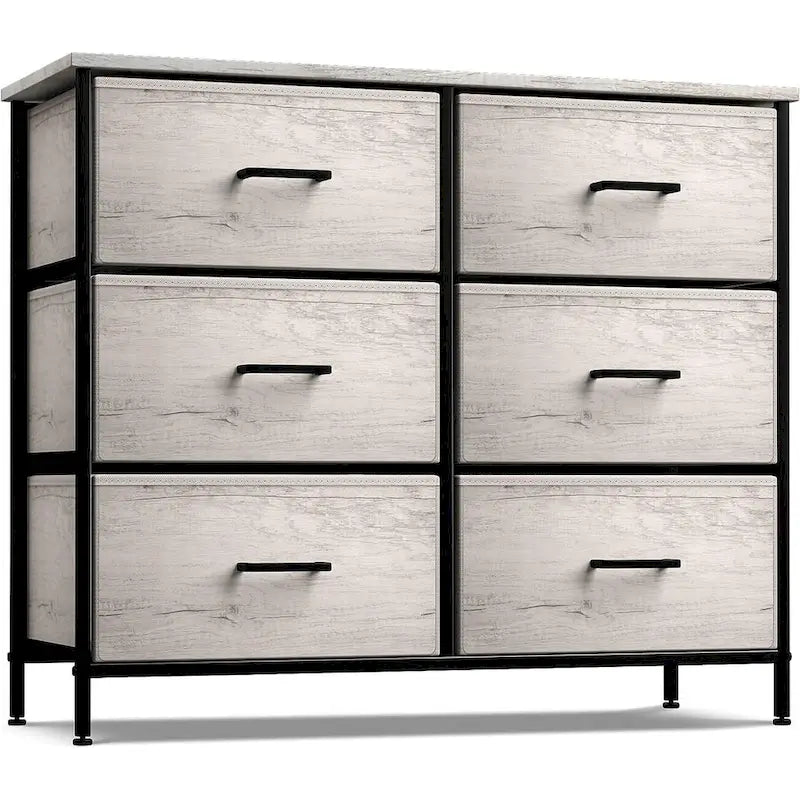 Greige 6-Drawer Fabric Dresser for Bedroom & Closet