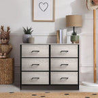 Greige 6-Drawer Fabric Dresser for Bedroom & Closet