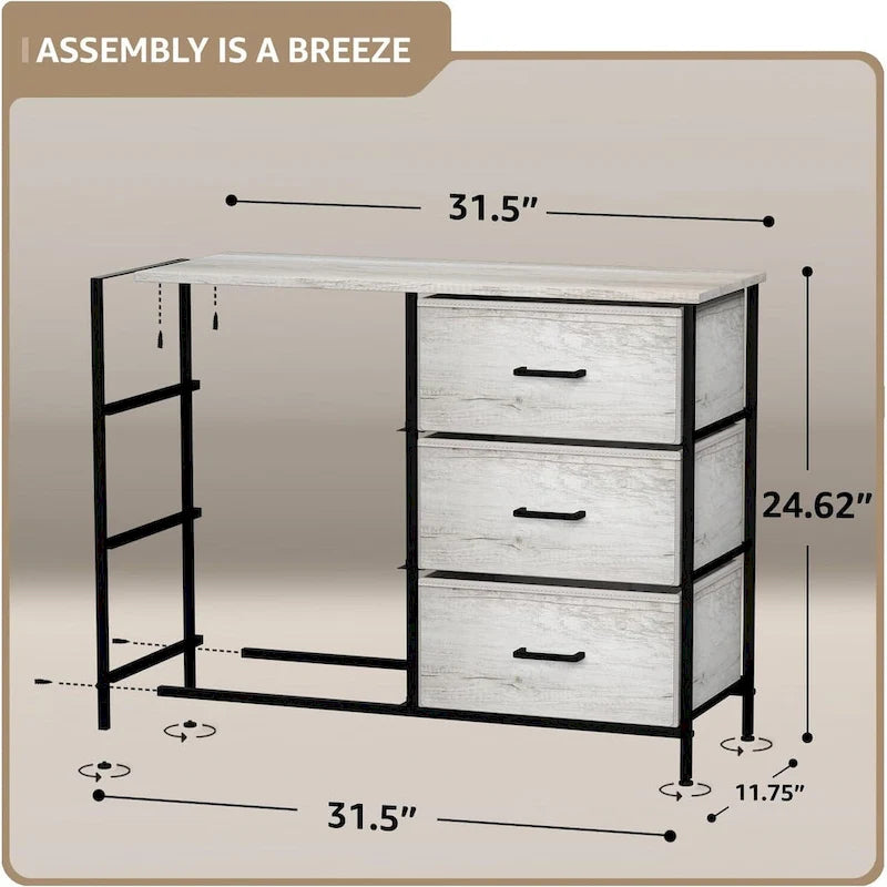 Greige 6-Drawer Fabric Dresser for Bedroom & Closet