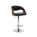 Black / White Height Adjustable Bar Stool — PU Leather, Chrome Base, Seats 1