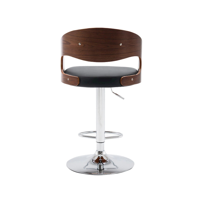Black / White Height Adjustable Bar Stool — PU Leather, Chrome Base, Seats 1