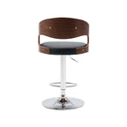 Black / White Height Adjustable Bar Stool — PU Leather, Chrome Base, Seats 1