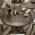 Espresso Round Drop Leaf Pedestal Dining Table for 4–6
