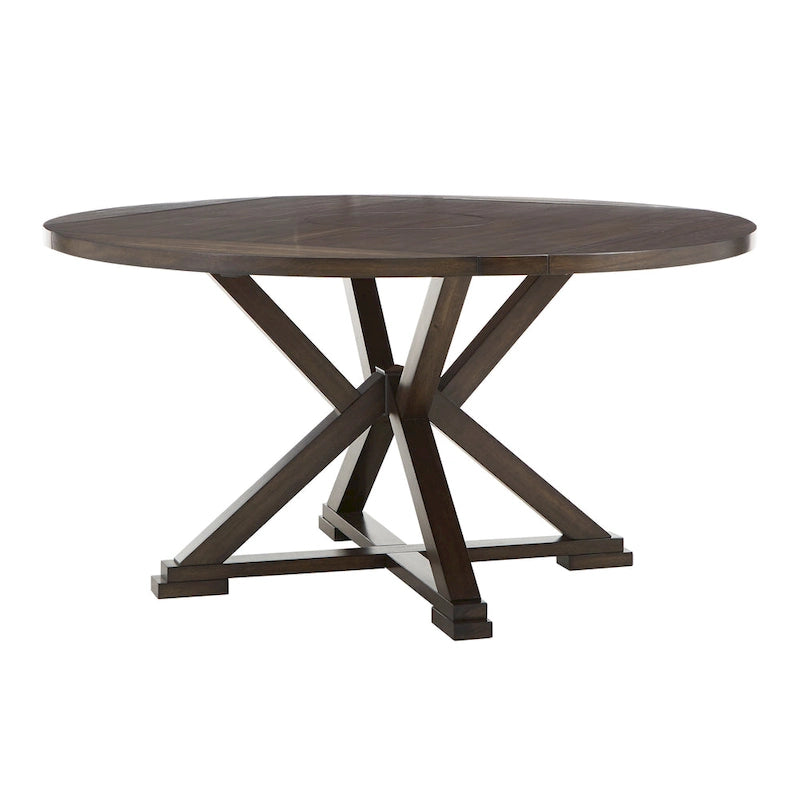Espresso Round Drop Leaf Pedestal Dining Table for 4–6