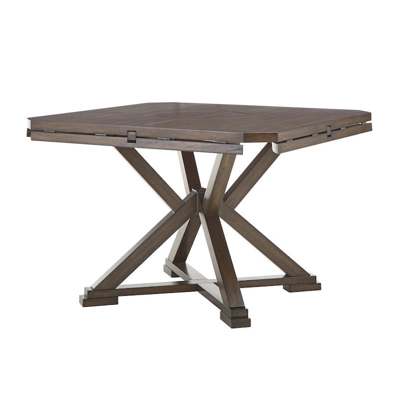 Espresso Round Drop Leaf Pedestal Dining Table for 4–6