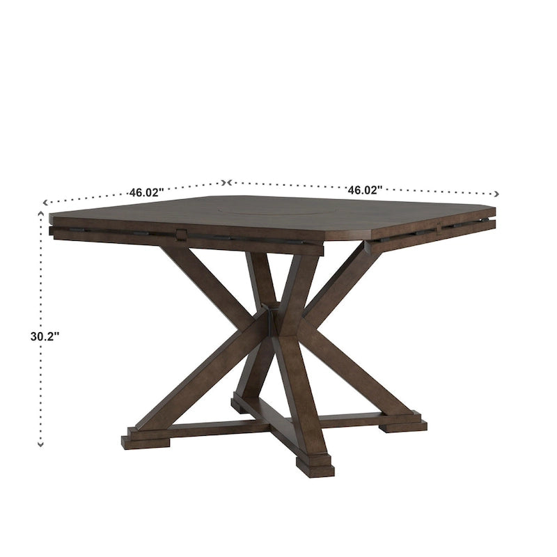 Espresso Round Drop Leaf Pedestal Dining Table for 4–6