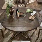 Espresso Round Drop Leaf Pedestal Dining Table for 4–6