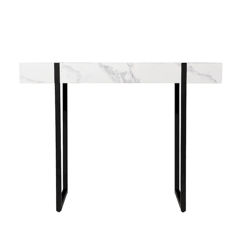White & Black Faux Marble Console Table