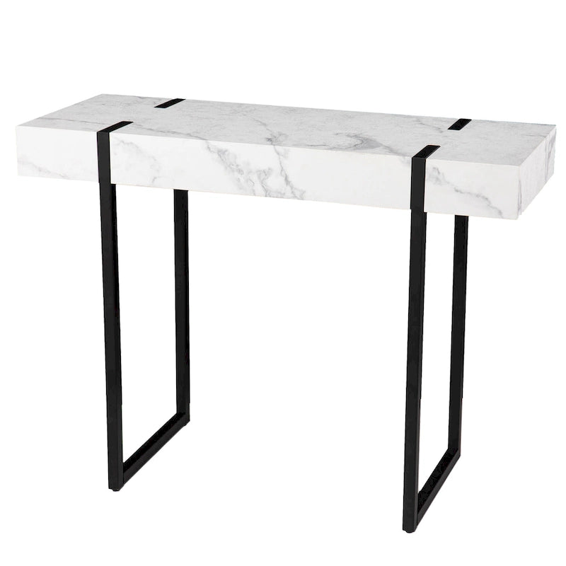 White & Black Faux Marble Console Table