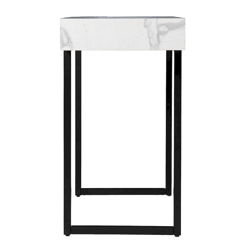White & Black Faux Marble Console Table
