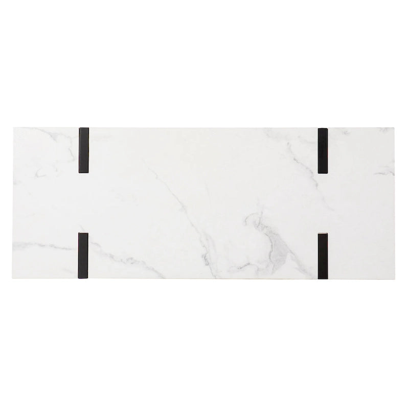 White & Black Faux Marble Console Table