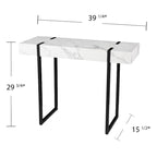 White & Black Faux Marble Console Table