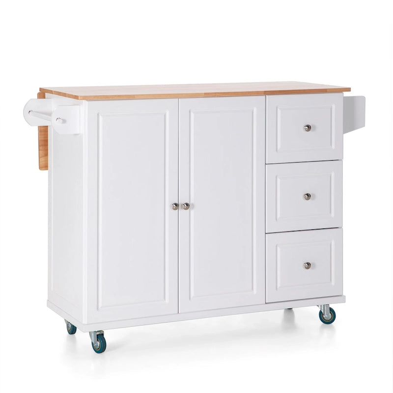 Brown/Cream/Black/Grey/White Rolling Kitchen Island Cart with Drop-Leaf, 1-Person