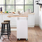 Brown/Cream/Black/Grey/White Rolling Kitchen Island Cart with Drop-Leaf, 1-Person