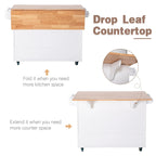 Brown/Cream/Black/Grey/White Rolling Kitchen Island Cart with Drop-Leaf, 1-Person
