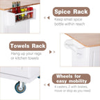 Brown/Cream/Black/Grey/White Rolling Kitchen Island Cart with Drop-Leaf, 1-Person