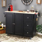 Brown/Cream/Black/Grey/White Rolling Kitchen Island Cart with Drop-Leaf, 1-Person