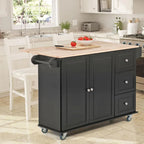 Brown/Cream/Black/Grey/White Rolling Kitchen Island Cart with Drop-Leaf, 1-Person