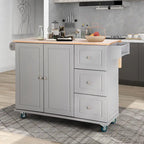 Brown/Cream/Black/Grey/White Rolling Kitchen Island Cart with Drop-Leaf, 1-Person