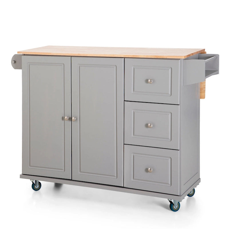 Brown/Cream/Black/Grey/White Rolling Kitchen Island Cart with Drop-Leaf, 1-Person