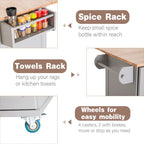 Brown/Cream/Black/Grey/White Rolling Kitchen Island Cart with Drop-Leaf, 1-Person