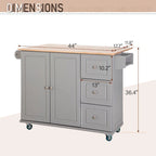 Brown/Cream/Black/Grey/White Rolling Kitchen Island Cart with Drop-Leaf, 1-Person
