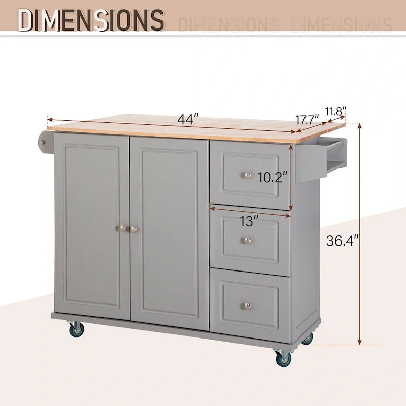 Brown/Cream/Black/Grey/White Rolling Kitchen Island Cart with Drop-Leaf, 1-Person