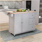 Brown/Cream/Black/Grey/White Rolling Kitchen Island Cart with Drop-Leaf, 1-Person