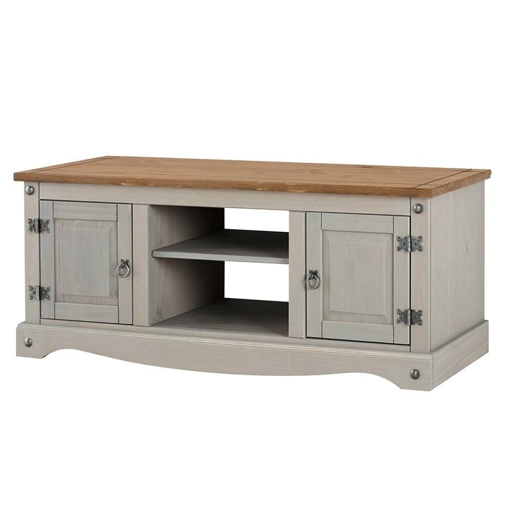 Antique Brown / Gray Wash Rustic TV Entertainment Stand, 1-Piece
