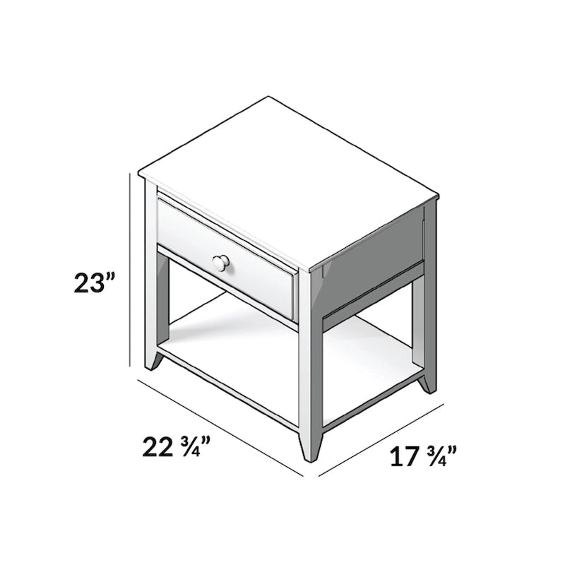 White 1-Drawer Nightstand, Single
