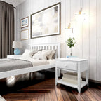 White 1-Drawer Nightstand, Single