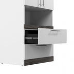 White/Walnut Grey & Bark Grey/Graphite Narrow Storage Cabinet with Doors & Drawers for 2 People