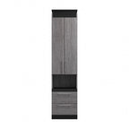 White/Walnut Grey & Bark Grey/Graphite Narrow Storage Cabinet with Doors & Drawers for 2 People