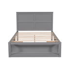 White/Gray Full Platform Bed with Headboard, 2 Drawers & Shelf, for 1