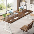 Brown/White & Black 2-Person Computer Desk, Modern Style