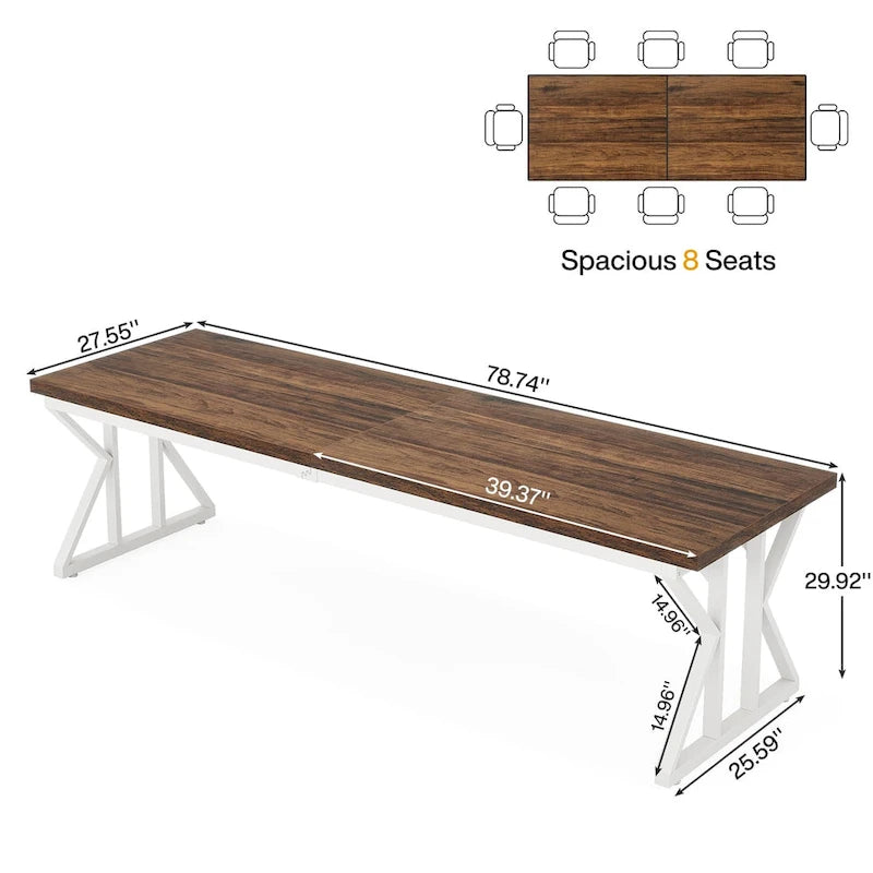 Brown/White & Black 2-Person Computer Desk, Modern Style