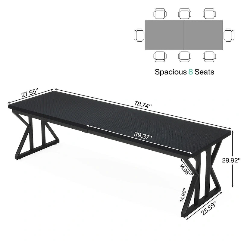 Brown/White & Black 2-Person Computer Desk, Modern Style