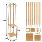 Yellow Bamboo 8-Hook 3-Shelf Freestanding Coat Rack