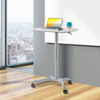 Espresso / White Pneumatic Sit-Stand Mobile Desk, 1-Person