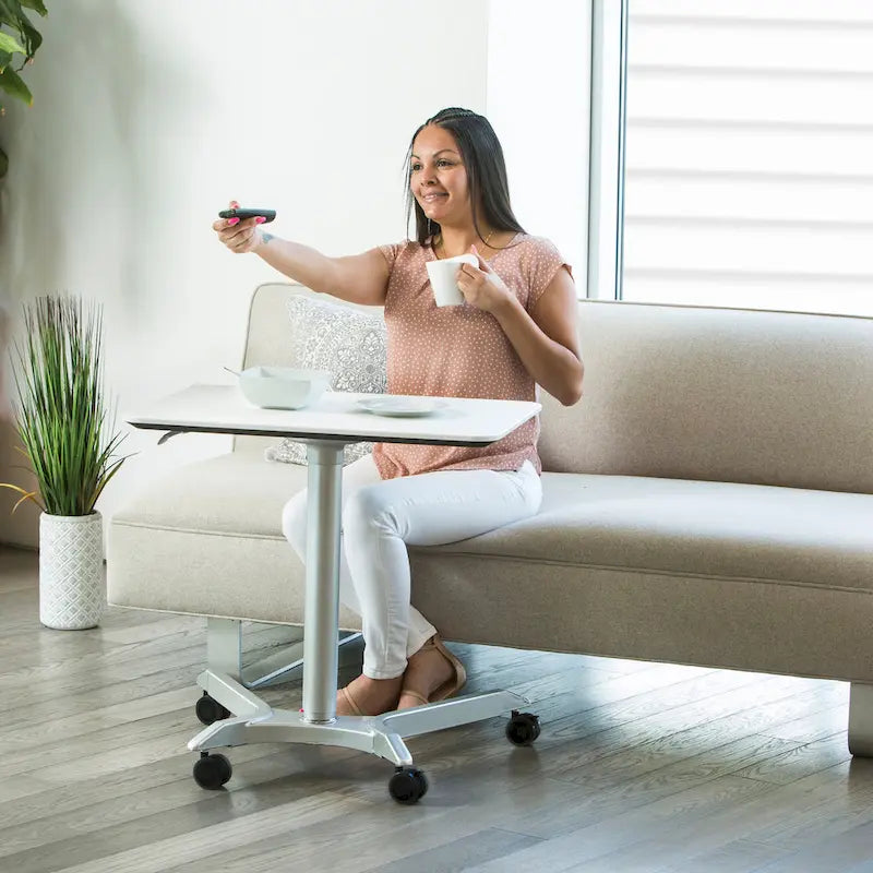 Espresso / White Pneumatic Sit-Stand Mobile Desk, 1-Person