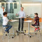 Espresso / White Pneumatic Sit-Stand Mobile Desk, 1-Person