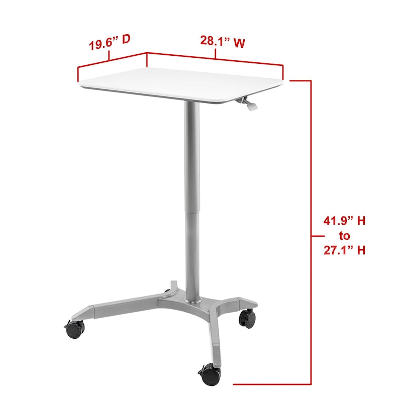 Espresso / White Pneumatic Sit-Stand Mobile Desk, 1-Person