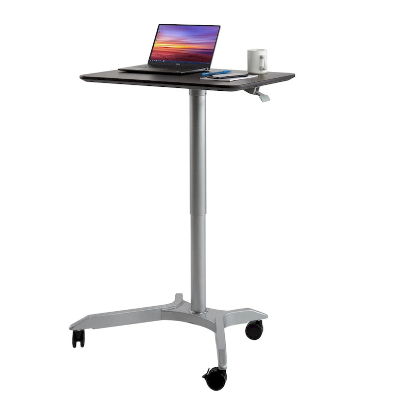 Espresso / White Pneumatic Sit-Stand Mobile Desk, 1-Person