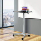 Espresso / White Pneumatic Sit-Stand Mobile Desk, 1-Person