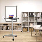 Espresso / White Pneumatic Sit-Stand Mobile Desk, 1-Person