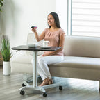 Espresso / White Pneumatic Sit-Stand Mobile Desk, 1-Person
